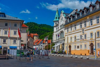 Celje, Slovenia, 28 June 2023: Street in the historical center of Idrija, Slovenia clipart