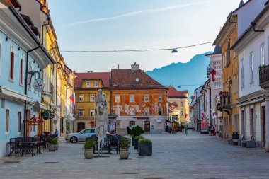 Kranj, Slovenia, 30 June 2023: Summer day at Glavni trg square in Kranj, Slovenia clipart