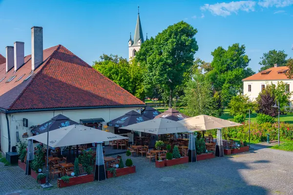 Targu Mures, Romanya, 18 Ağustos 2023: Romanya 'daki Targu Mures kalesinde restoran