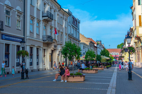 Subotica, Serbia, July 24, 2023: Street in the center of Serbian town Subotica