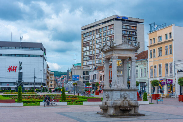 Nis, Serbia, July 27, 2023: King Milan square in Nis, Serbia
