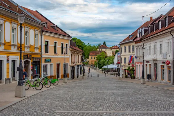 Novo Mesto, Slovenya, 24 Haziran 2023: Slovenya 'nın Novo Mesto kentinde Glavni trg meydanı
