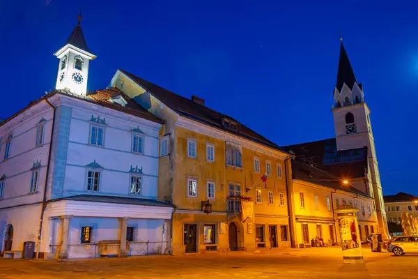 Kranj Slovenië Juni 2023 Nachtzicht Het Glavni Trg Plein Kranj — Stockfoto