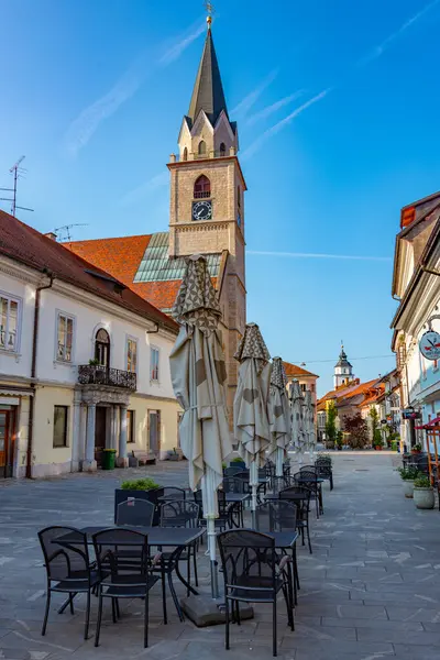 Kranj Slowenien Juni 2023 Sommertag Auf Dem Glavni Trg Platz — Stockfoto