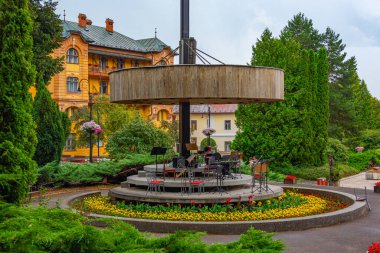 Bardejovske Kupele, Slovakya, 14 Temmuz 2024: Slovakya 'nın Bardejovske Kupele kentindeki müzik pavyonu.