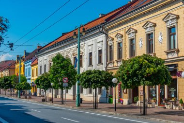 Presov, Slovakya, 15 Temmuz 2024: Presov, Slovakya 'daki ana meydanda renkli evler.