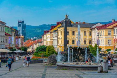 Banska Bystrica, Slovakya, 17 Temmuz 2024: Banska Bystrica, Slovakya 'daki Sovyet ve Romen askerlerinin anıtının panoraması.