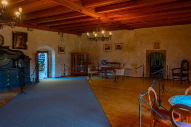 Oravsky Podzamok, Slovakya, 21 Temmuz 2024: Slovakya 'daki Orava kalesinin içi.