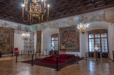 Krakow, Polonya, 29 Mart 2024: Wawel Şatosu Krakow, Poland.IMAGE