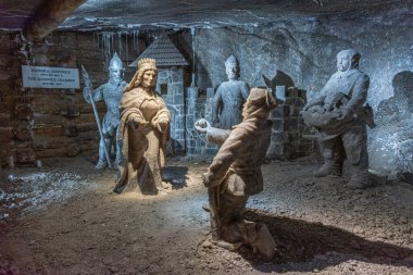 Wieliczka, Polonya, 29 Mart 2024: Poland.IMAGE 'de Wieliczka tuz madeninin içi