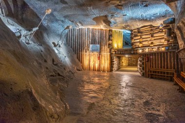 Wieliczka, Polonya, 29 Mart 2024: Poland.IMAGE 'de Wieliczka tuz madeninin içi