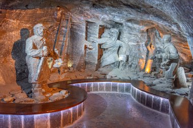 Wieliczka, Polonya, 29 Mart 2024: Poland.IMAGE 'de Wieliczka tuz madeninin içi