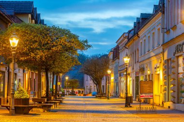 Pszczyna, Polonya, 1 Nisan 2024: Polonya 'nın Pszczyna kentindeki renkli cadde.