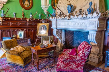 Pszczyna, Polonya, 1 Nisan 2024: Poland.IMAGE 'deki Pszczyna kalesinin içi