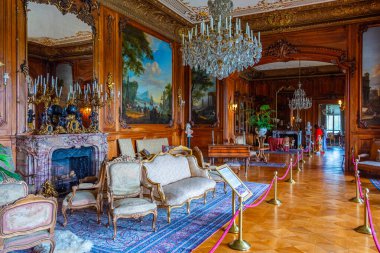 Pszczyna, Polonya, 1 Nisan 2024: Poland.IMAGE 'deki Pszczyna kalesinin içi