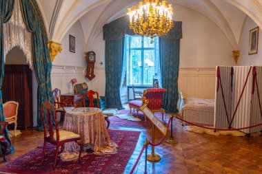 Pszczyna, Polonya, 1 Nisan 2024: Poland.IMAGE 'deki Pszczyna kalesinin içi