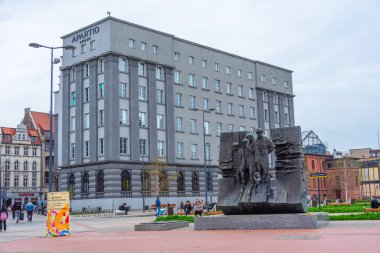 Katowice, Polonya, 1 Nisan 2024: Katowice, Poland.IMAGE 'deki İkinci Dünya Savaşı kurbanlarının anısına