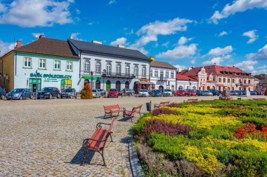 Lowicz, Polonya, 10 Ağustos 2024: Lowicz, Poland.IMAGE 'deki Rynek Meydanı