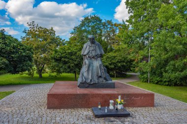 Torun, Polonya, 10 Ağustos 2024: John Paul II 'nin Torun, Poland.IMAGE' deki heykeli