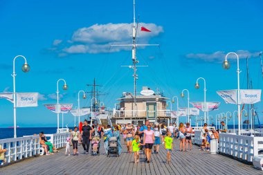 Sopot, Polonya, 12 Ağustos 2024: Sopot, Poland.IMAGE 'da yaz günü