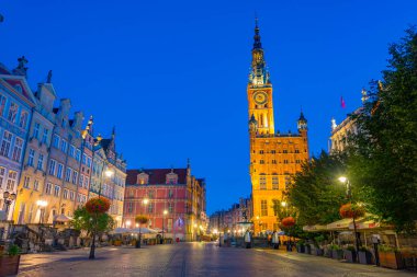 Gdansk, Polonya, 13 Ağustos 2024: Gdansk, Poland.IMAGE 'deki Dlugi Targ Meydanı' nın Gündoğumu