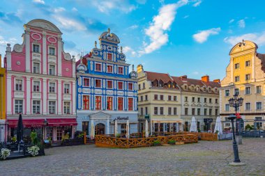 Szczecin, Polonya, 14 Ağustos 2024: Polonya 'nın Szczecin kentindeki Rynek Meydanı.