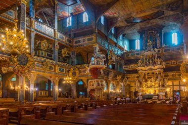 Swidnica, Polonya, 17 Ağustos 2024: Swidnica 'da Barış Kilisesi İçişleri, Poland.IMAGE