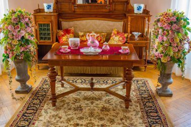 Ksiaz, Polonya, 17 Ağustos 2024: Poland.IMAGE 'deki Ksiaz şatosunun içi