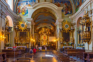 Zebrzydowice, Polonya, 19 Ağustos 2024: Poland.IMAGE 'deki Kalwaria Zebrzydowska manastırının içi