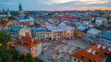Lublin, Polonya, 22 Ağustos 2024: Eski Lublin, Poland.IMAGE kasabasının günbatımı manzarası