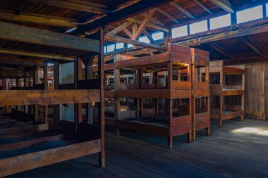 Lublin, Polonya, 23 Ağustos 2024: Lublin, Poland.IMAGE yakınlarındaki Majdanek toplama kampında bir binanın içi