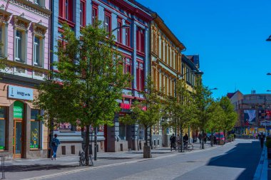Ceske Budejovice, Çek Cumhuriyeti, 27 Nisan 2024: Ceske Budejovice, Çek Cumhuriyeti 'nde ana yaya sokağı.