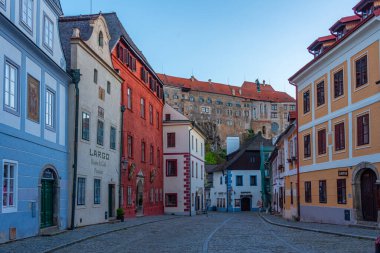 Cesky Krumlov, Çek Cumhuriyeti, 28 Nisan 2024: Çek Cumhuriyeti 'nin Cesky Krumlov merkezinin gün doğumu görünümü.
