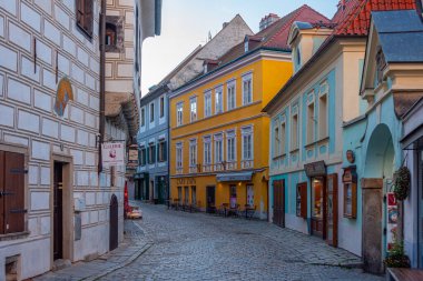Cesky Krumlov, Çek Cumhuriyeti, 28 Nisan 2024: Çek Cumhuriyeti 'nin Cesky Krumlov merkezinin gün doğumu görünümü.