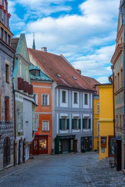 Cesky Krumlov, Çek Cumhuriyeti, 28 Nisan 2024: Çek Cumhuriyeti 'nin Cesky Krumlov merkezinin gün doğumu görünümü.