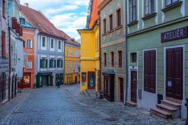 Cesky Krumlov, Çek Cumhuriyeti, 28 Nisan 2024: Çek Cumhuriyeti 'nin Cesky Krumlov merkezinin gün doğumu görünümü.