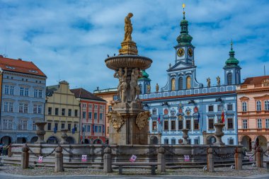 Ceske Budejovice, Çek Cumhuriyeti, 28 Nisan 2024: Ceske Budejovice, Çek Cumhuriyeti 'nin ana meydanı.