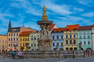 Ceske Budejovice, Çek Cumhuriyeti, 28 Nisan 2024: Ceske Budejovice, Çek Cumhuriyeti 'nde Samson Çeşmesi.