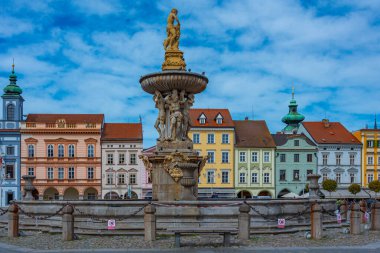 Ceske Budejovice, Çek Cumhuriyeti, 28 Nisan 2024: Ceske Budejovice, Çek Cumhuriyeti 'nde Samson Çeşmesi.