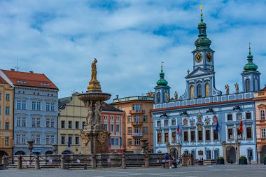 Ceske Budejovice, Çek Cumhuriyeti, 28 Nisan 2024: Ceske Budejovice, Çek Cumhuriyeti 'nin ana meydanı.