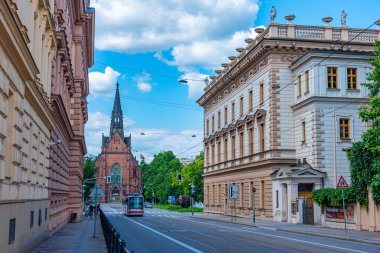 Brno, Çek Cumhuriyeti, 23 Haziran 2024: Jan Amos Comenius Kilisesi - Çek Cumhuriyeti 'nin Brno kentindeki Kızıl Kilise.