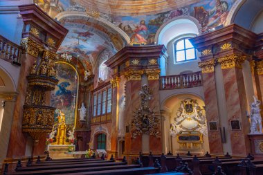 Jaromerice nad rokytnou, Çek Cumhuriyeti, 5 Temmuz 2024: Jaromerice nad Rokytnou, Çek Cumhuriyeti 'ndeki Saint Marketa Kilisesi' nin İçişleri.