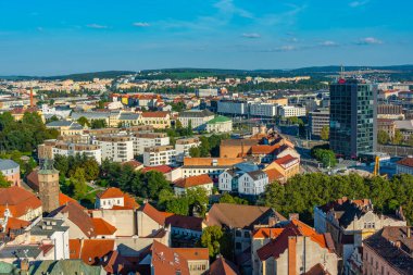 Pilsen, Çek Cumhuriyeti, 22 Eylül 2024: Çek Cumhuriyeti Pilsen şehir merkezinin panorama manzarası.