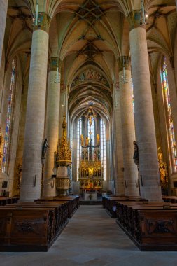 Pilsen, Çek Cumhuriyeti, 22 Eylül 2024: Pilsen, Çek Cumhuriyeti 'ndeki St. Bartholomew Katedrali İçişleri.