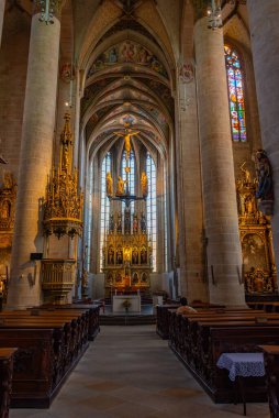 Pilsen, Çek Cumhuriyeti, 22 Eylül 2024: Pilsen, Çek Cumhuriyeti 'ndeki St. Bartholomew Katedrali İçişleri.