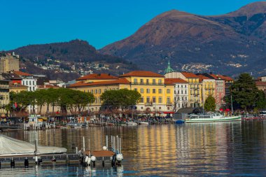 Lugano Rıhtımı İsviçre. Görüntü