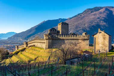 Castello di Montebello, Switzerland ile Bellinzona Panorama Manzarası.