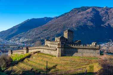 Castello di Montebello, Switzerland ile Bellinzona Panorama Manzarası.