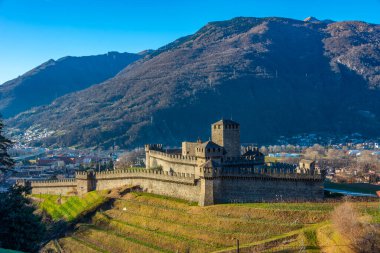 Castello di Montebello, Switzerland ile Bellinzona Panorama Manzarası.