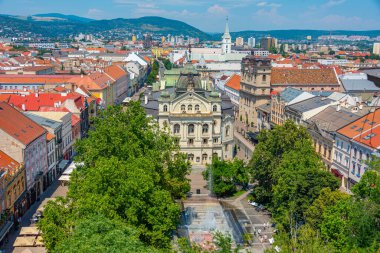Slovakya 'nın Kosice kentindeki ulusal tiyatronun panorama manzarası.